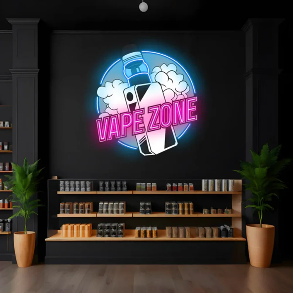 

Сигарета Vape Неоновая вывеска, Открытая вывеска Vape Smoke Shop, Знак дымового магазина, Неоновый декор Vape Zone, Настенный декор Man Cave