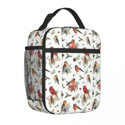 Northern Cardinal Cardinalis Bird Merch Insulated Lunch Bags for Men Women School Storage Food Box Thermal Cooler Lunch Box