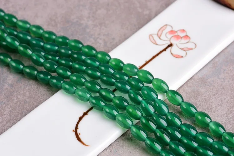 

Natural Green Agate Rice Beaded Semi-finished Loose Beads Gemstone For Jewelry Diy Bracelet Necklace Strand 15" Drop Shipping