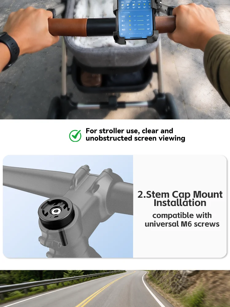 Easydo Fahrrad-Handyhalterung E-Scooter Fahrradlenker-Handyhalterung Aluminium Stoßfeste Rennrad-Vorbau-Handyhalterung für 4,7-7,2" – Detail 11