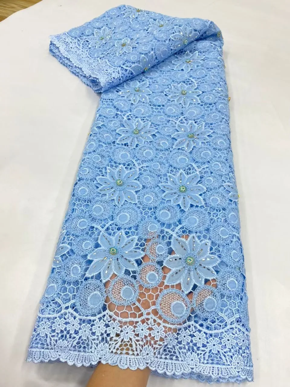 قماش دانتيل أفريقي 2025 جودة عالية، أقمشة قطنية بالمتر، تطريز، حجر الراين، كتان، فساتين حفلة موسيقية، تول، تصميم، 5 ياردات