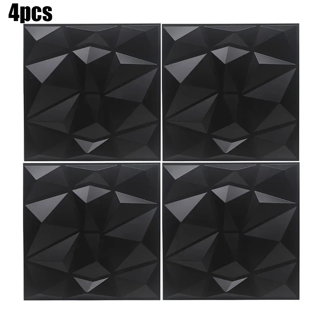 1pcs/4pcs PVC 3D Wall Panel Decorative Wall Ceiling Tiles Cladding  Waterproof Matte Black  Home Decoration Stickers