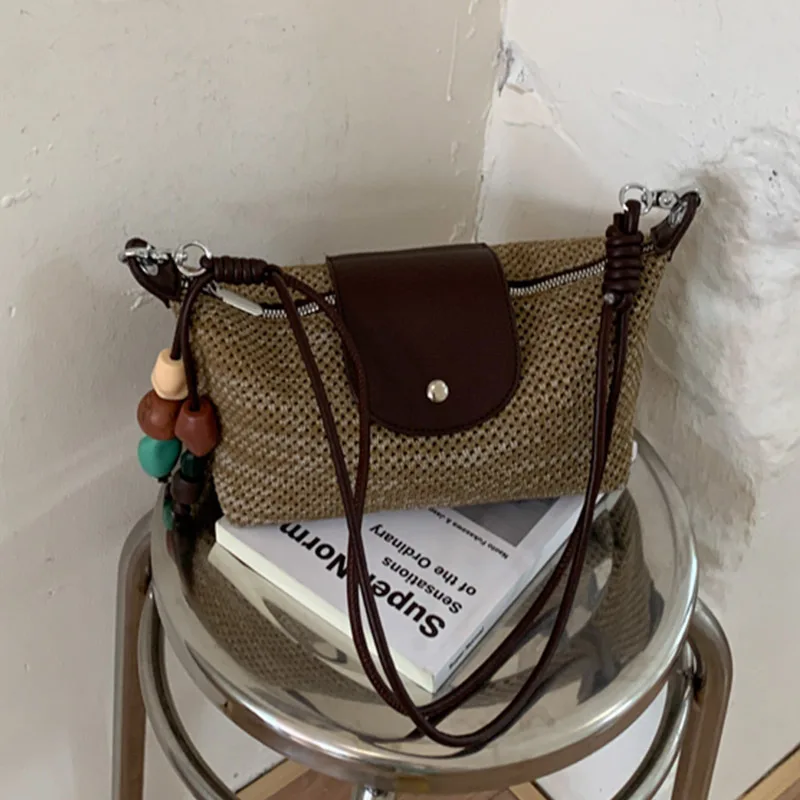 

2026 Straw Braided Shoulder Seaside Beach Holiday Crossbody Bag Summer Braided Small Handbag Women's Single Shoulder Bag bags