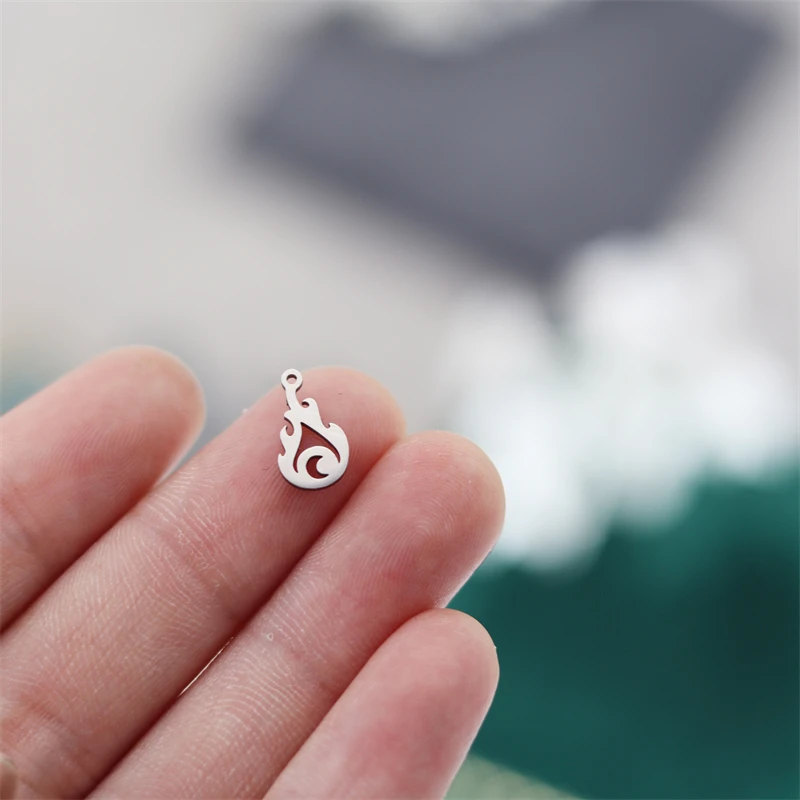 3pcs/lot Stainless Steel Flame Fire Pendant For Jewelry Making Supplies Charms DIY Necklace Earrings Accessories