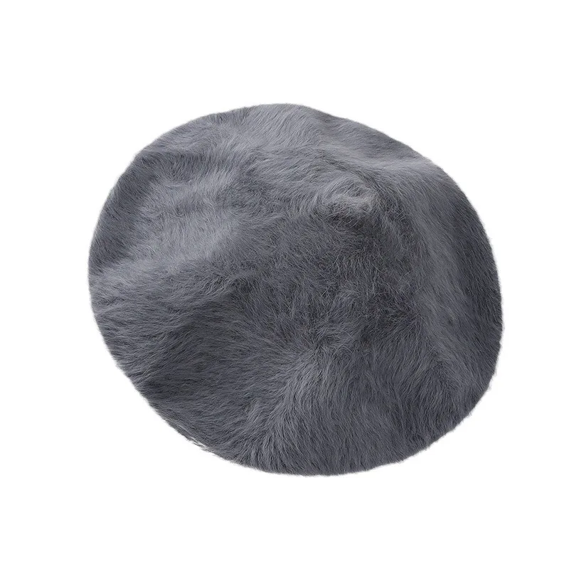 قبعة رسام نسائية للخريف والشتاء محبوكة على شكل أرنب من القطيفة بلون سادة كوري ياباني بريطاني عتيق على الطراز العصري