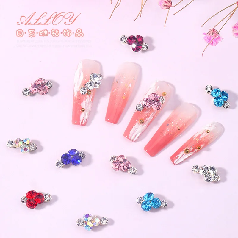 10Pcs เงาติดพลอยเพชรหลากสีแก้วอัญมณี Luxury Nail Charms สำหรับเล็บตกแต่งศิลปะการออกแบบอุปกรณ์เสริมเล็บอะไหล่