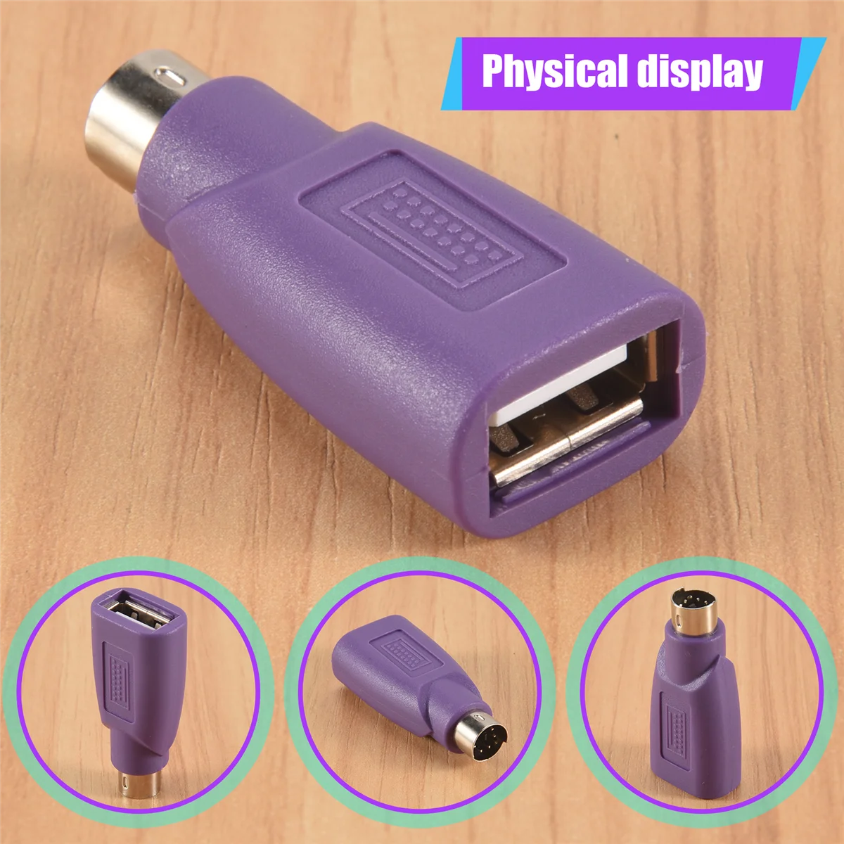 ABLJ Connettore da PS2 a USB, mini adattatore per mouse e tastiera per computer, convertitore per mouse e tastiera