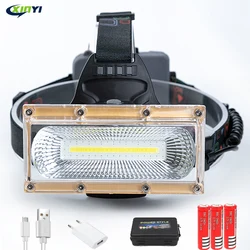 Floodlight COB LED Headlamps  LED Headlight Camping Head Torch 3Modes Head Lantern 3*18650 Rechargeable Frontal HeadLamp