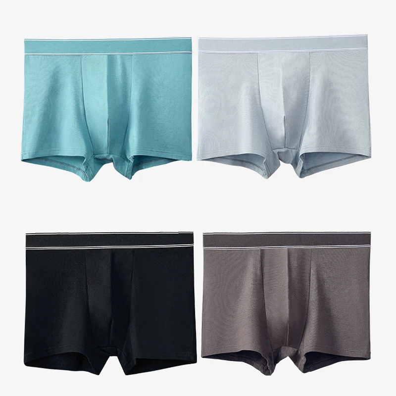 LANGSHA 4Pcs/Set Men Boxer Shorts Cotton Breathable Underwear Soft Solid Man Boxershorts Seamless Confortable Male Panties L-3XL