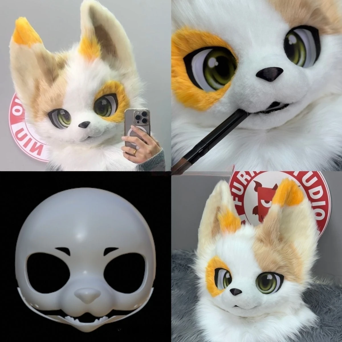 Kemono Base Mask Activity Jaw Short Snouted Canine Skull Shell  PLA 3DPrinting Fur Animal Set DIY Material Accessories Fur Set