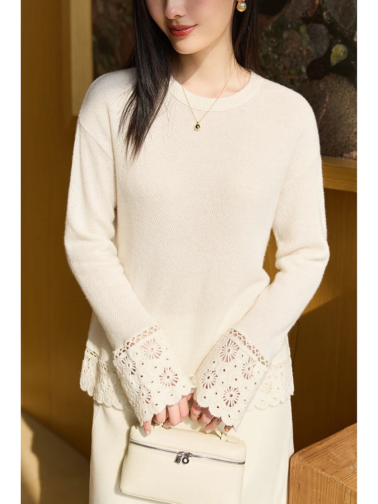 

Ningxia jian Diamond a ade Heavy Work Hand Hooked Flower Camere round Ne Sweater Women's Cleanfit Regular Sle ...