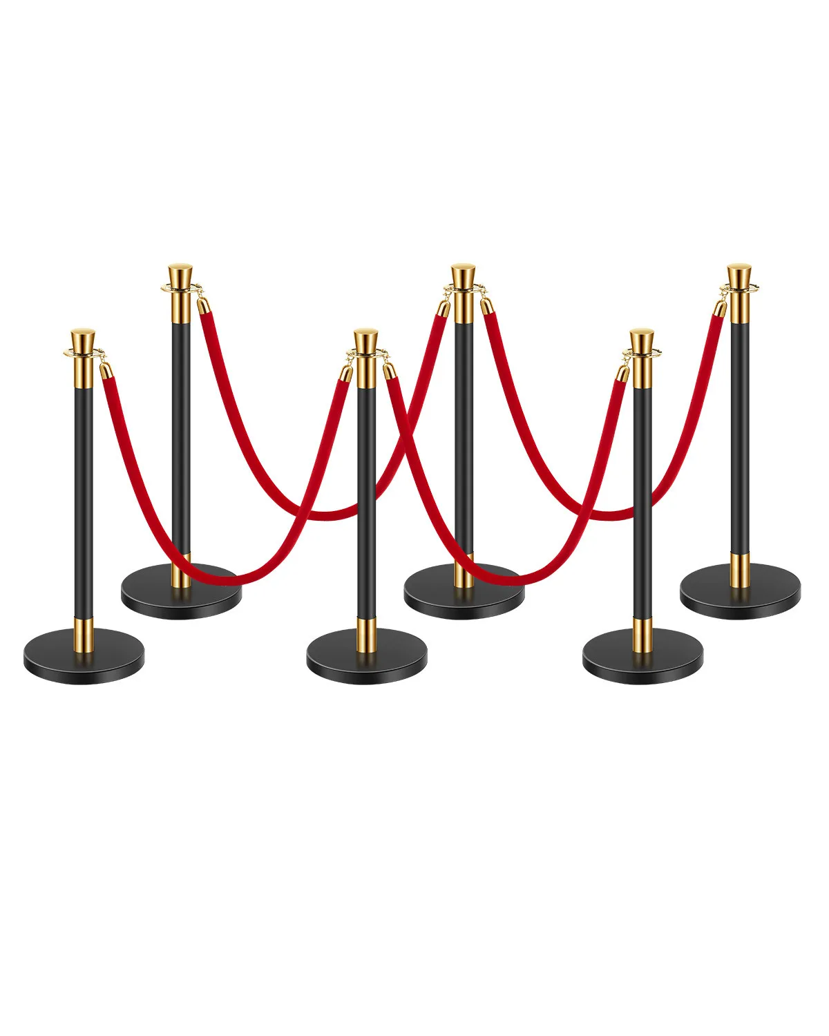 

6Pcs Stanchion Posts Queue Barrier Crowd Control Sand Injection Base