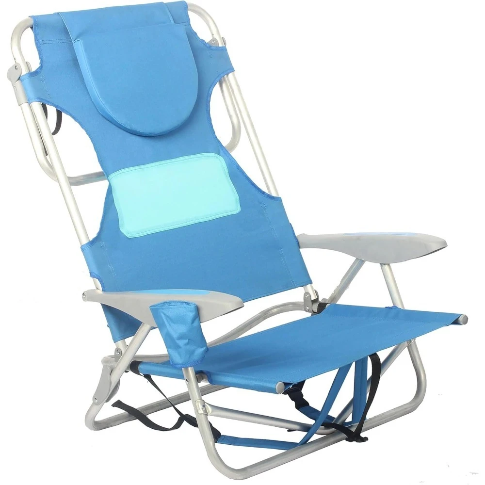 

Ladies Comfort & On-Your-Back Lightweight Beach Reclining Lawn Chair with Backpack Straps, Outdoor Furniture for Pool, C