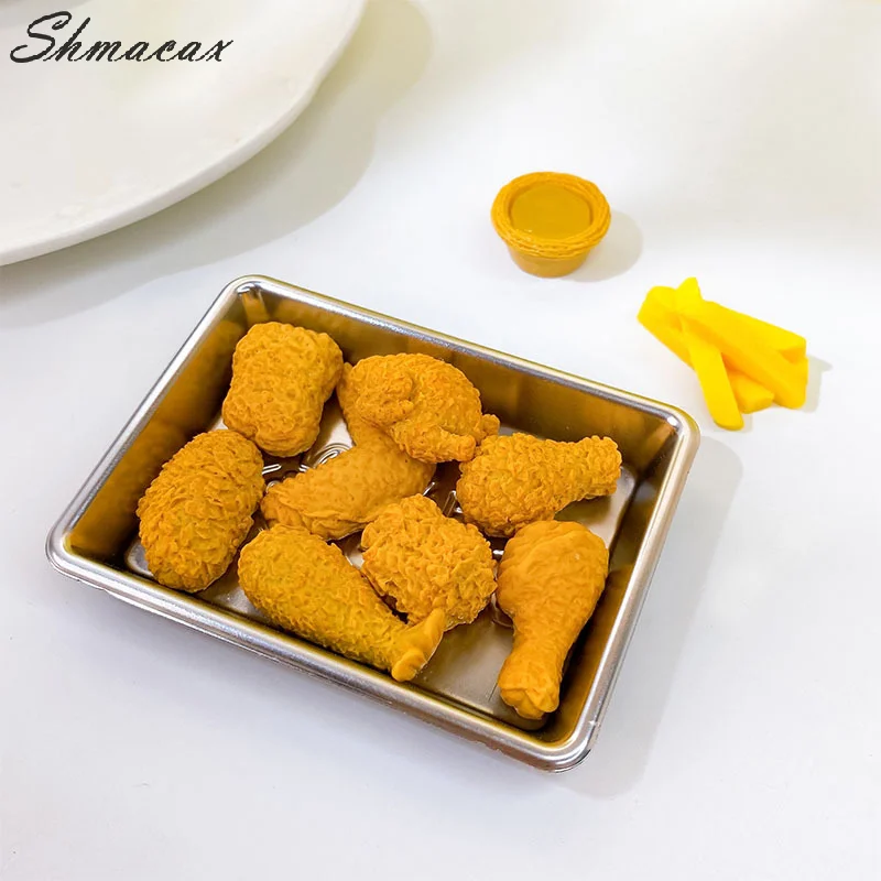 1/12 Dollhouse Fried Chicken Burger Fries Drink Set Dollhouse Food Decorations Dolls House Accessories Pretend Play Toys