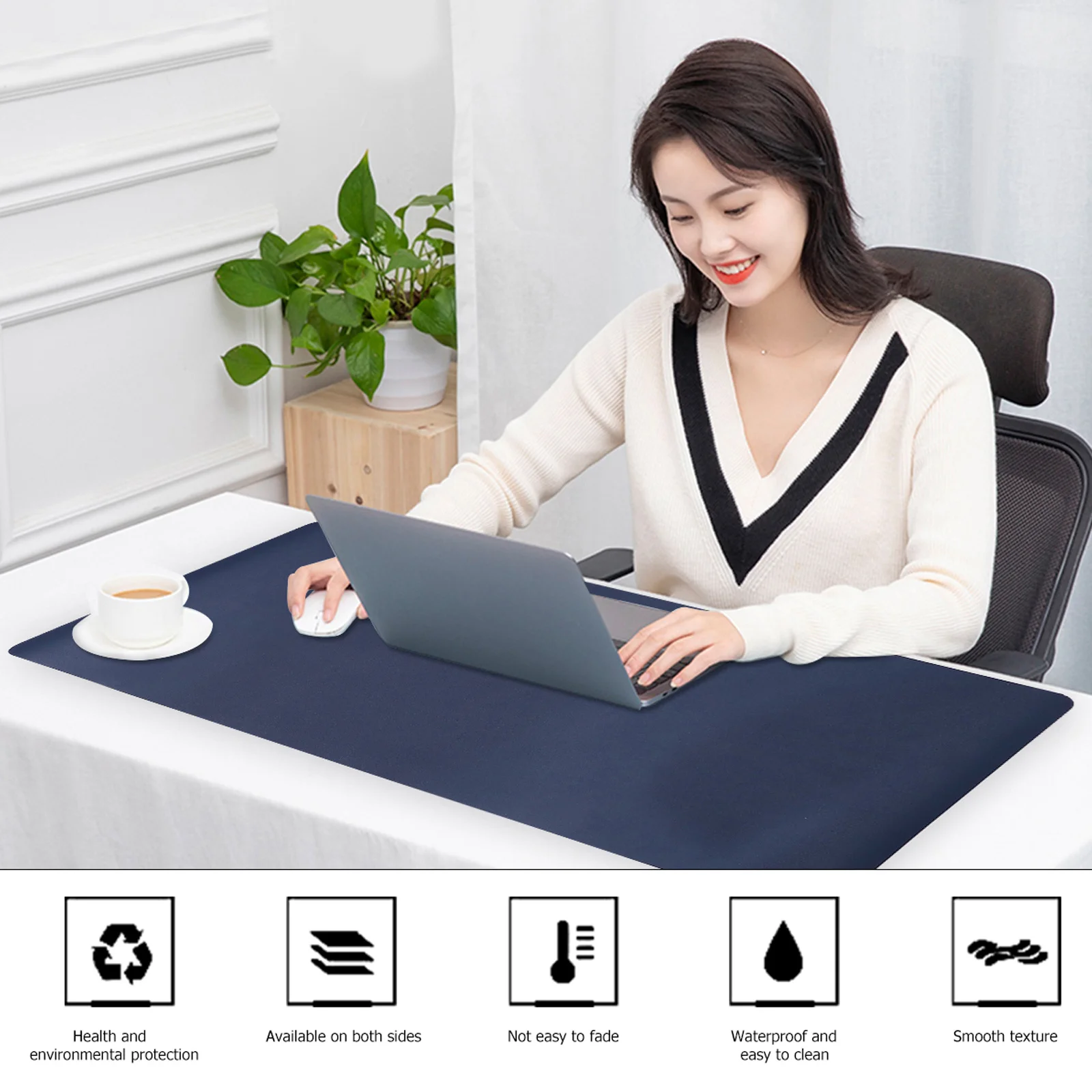 

Large Pu Double-Sided Mouse Pad 900X400Mm Soft Gaming Laptop Mat Desktop Mousepad For Home Office Yellow Dark