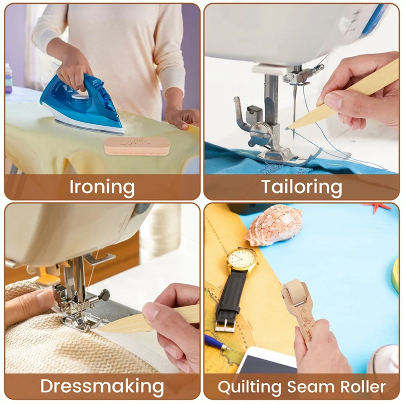 Tailor Wooden Seam Roller Pressing Seam Tool for Sewing Tailor DIY Quilting Sewing Ironing Decor-A13G