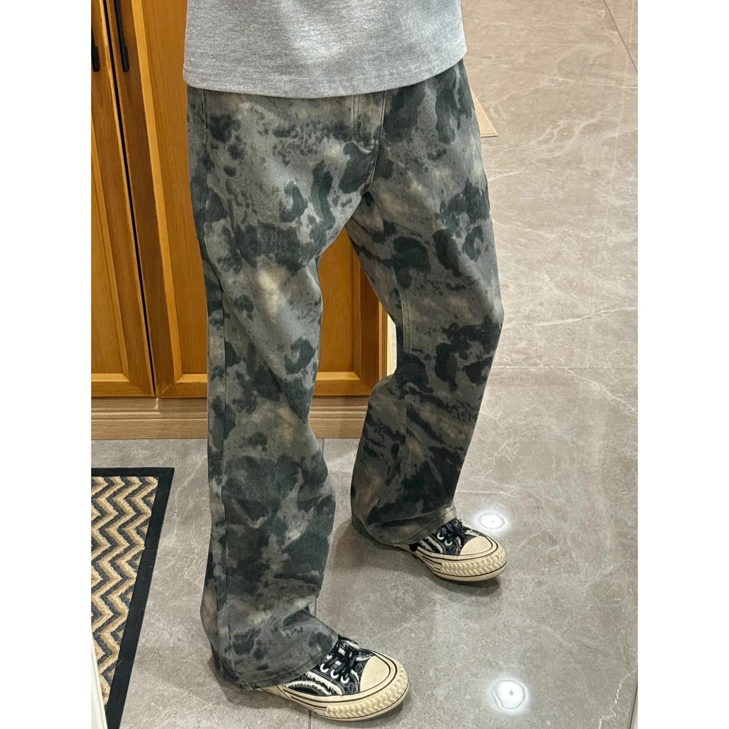 Men Camouflage Loose Straight Simple Basic Casual Daily Denim Trousers 2026 American New Fashion Male Jeans Pants Bottom Clothes