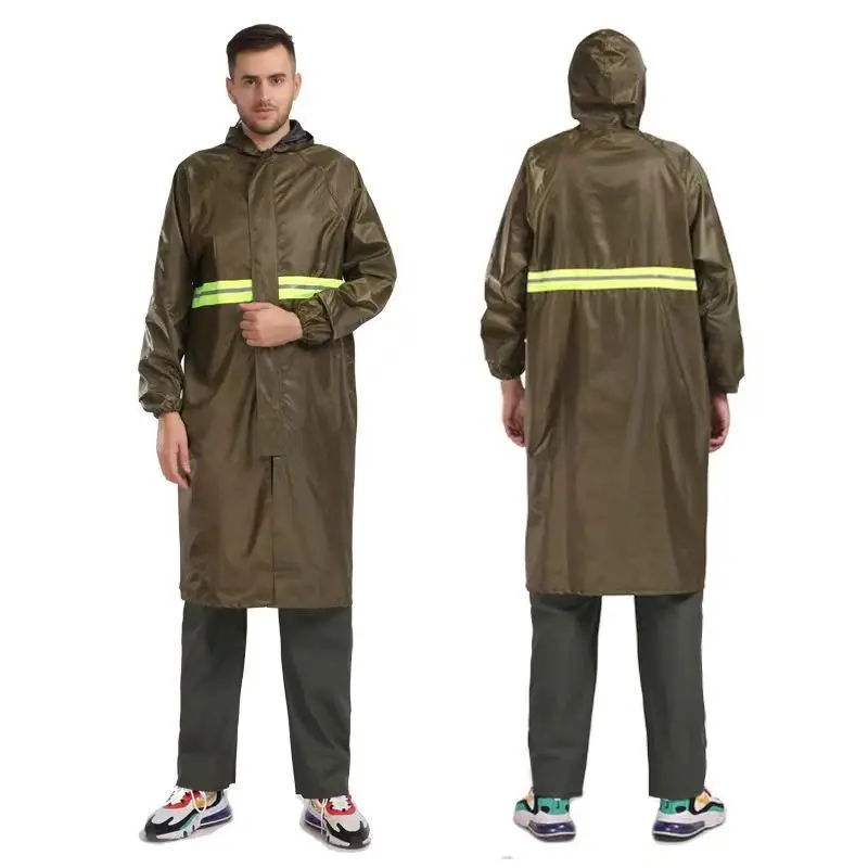 Chinese Waterproof Jacket Hooded Gabardine Long Raincoat