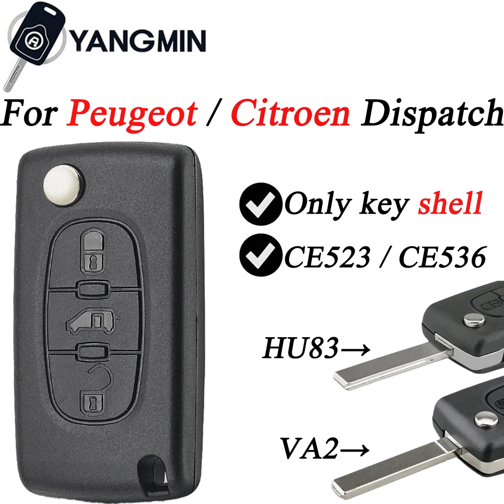 

YANGMIN Citroen ce0523 Remote Car Key Case Shell Fob For Peugeot Partner Berlingo Dispatch HU83 VA2 clef peugeot CE0523 CE0536