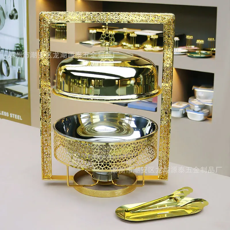 

Cross-border Supply Golden Luxury Buffet Hanging Chafing Dish for Hotel Restaurants