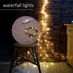 Branch Lights 2M Garland Green Wire Christmas Battery Operated Waterfall Lights Tree Decoration Bedroom Indoor Wedding Party