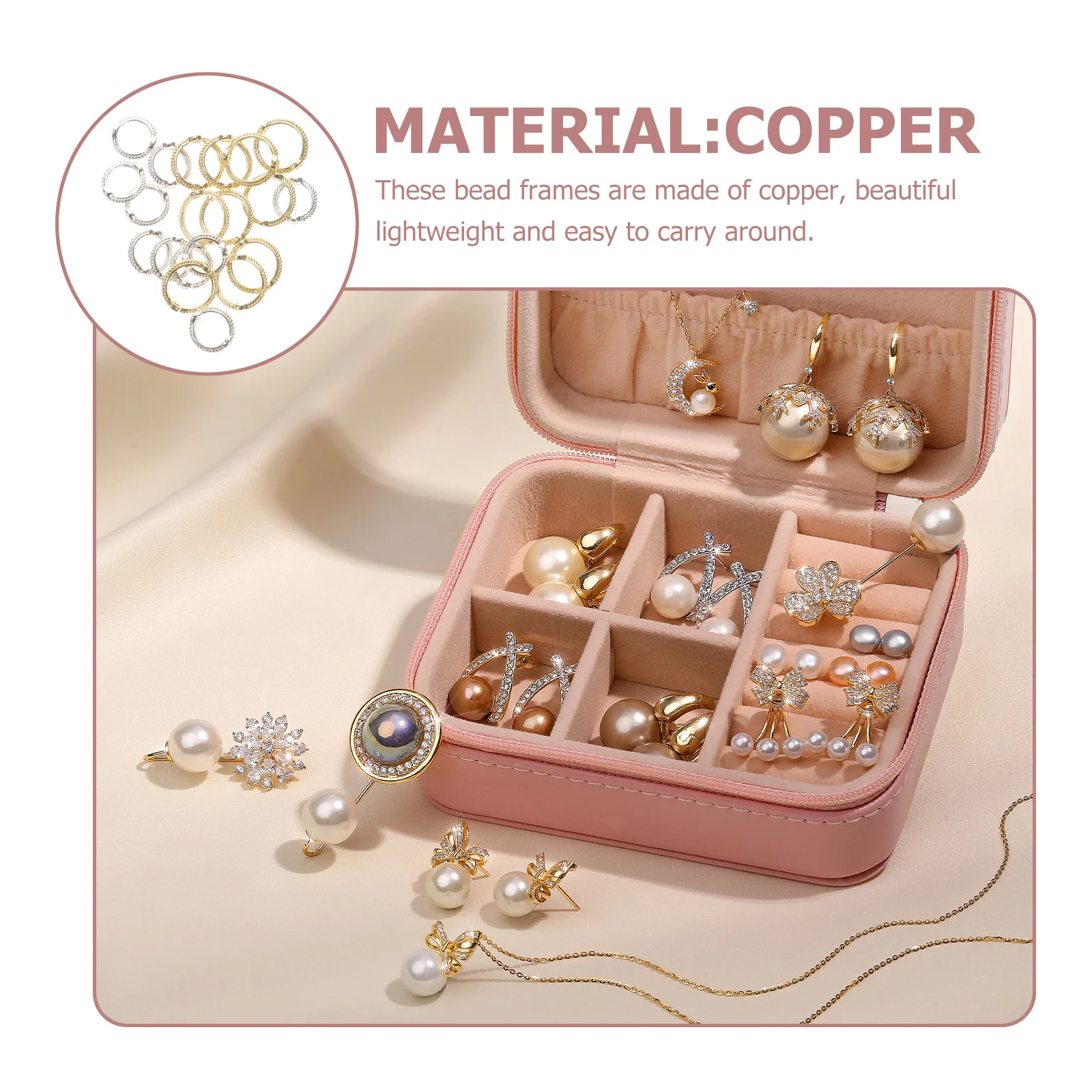 

40Pcs Copper Bead Frames for DIY Jewelry Crafting Necklaces Bracelets Earrings Keychains Multi-Purpose Connectors