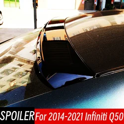 For 2014-2021 Infiniti Q50 4 Door Car Rear Window Roof Spoiler Wings Bodykit ABS Black Carbon Exterior Tuning Accessories Part