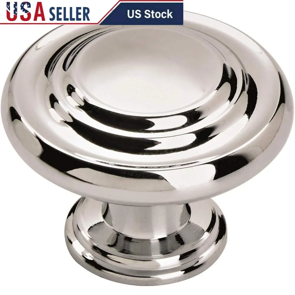 

Polished Chrome Cabinet Knob 33mm Diameter 10 Pack Drawer Hardware Includes Mounting Screws Zinc Material Durable Design