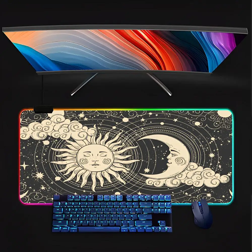 

Tarot Bohemian Astrology Mouse Pad RGB Pc Gamer Keyboard LED Glowing Rubber Gaming Computer Mause pads Cute Cartoon Gaming Comp