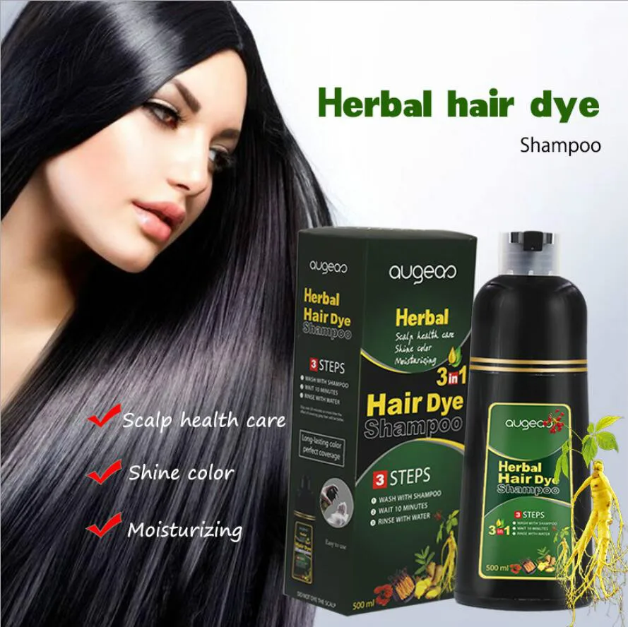 Pewarna rambut Herbal 30/500ml, pewarna hitam penghilang rambut abu-abu putih cepat