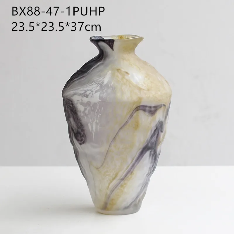 Light luxury American minimalist gradual change frosted glass vase Nordic ornament, living room dining table