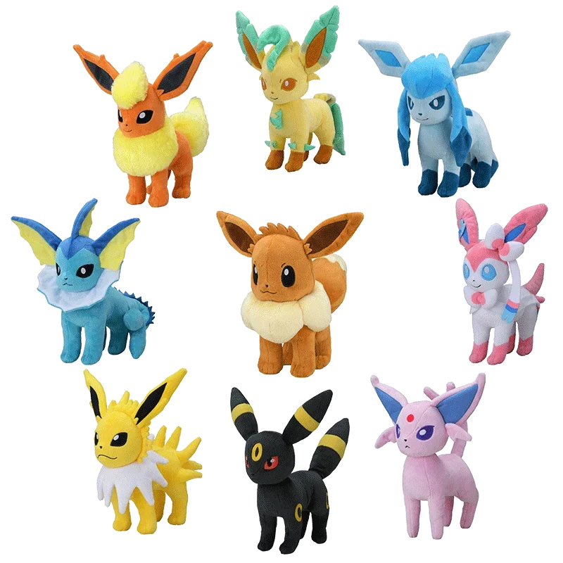 == 1/10 Uds. Conjunto de juguetes de peluche de Pokémon de la familia Eevee - Sylveon Umbreon Vaporeon Flareon Pikachu muñecos de peluche exquisito regalo de Navidad para niños