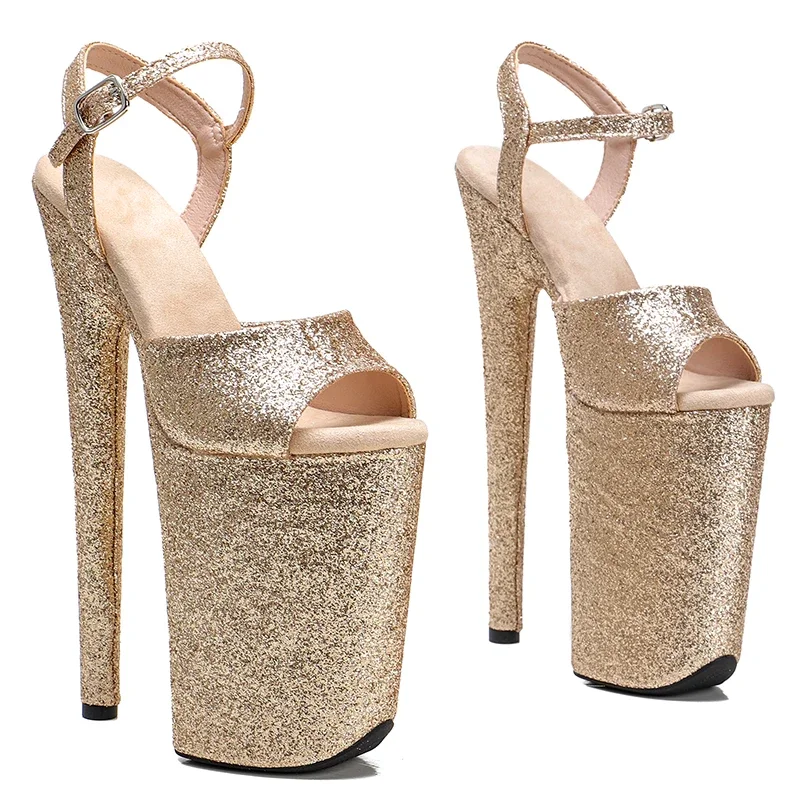 

Leecabe 23CM/9inches glitter upper Trendy fashion Platform High Heels Sandals party stripper heel Pole Dance shoes