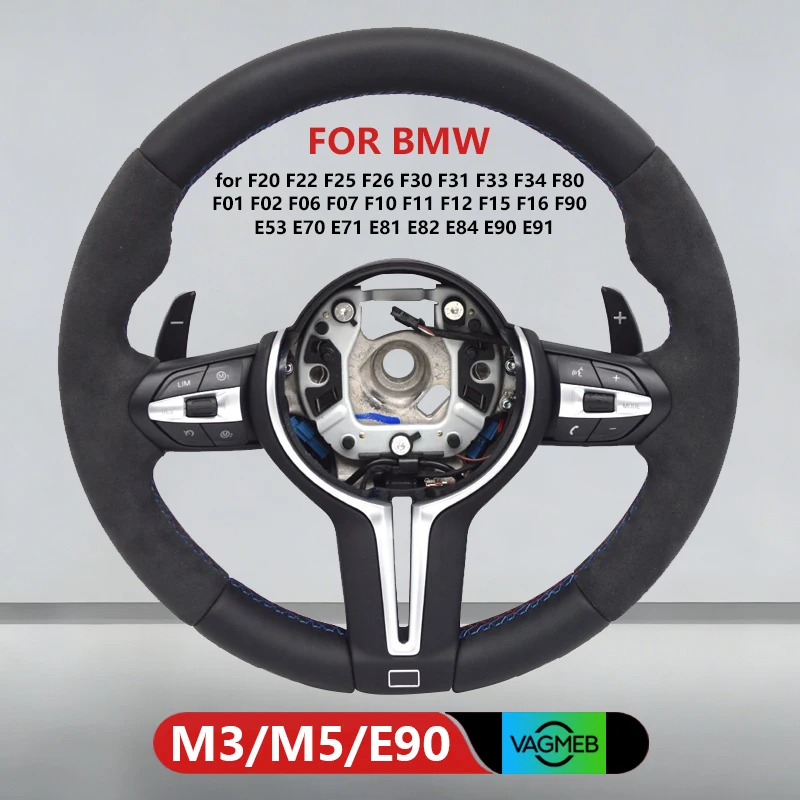 

M Sport Steering Wheel for BMW E90 F30 F20 F10 F02 F06 F12 F15 F21 F22 F25 F31 F33 F36 E70 E71 Interior Upgrade Half Suede M3 M5