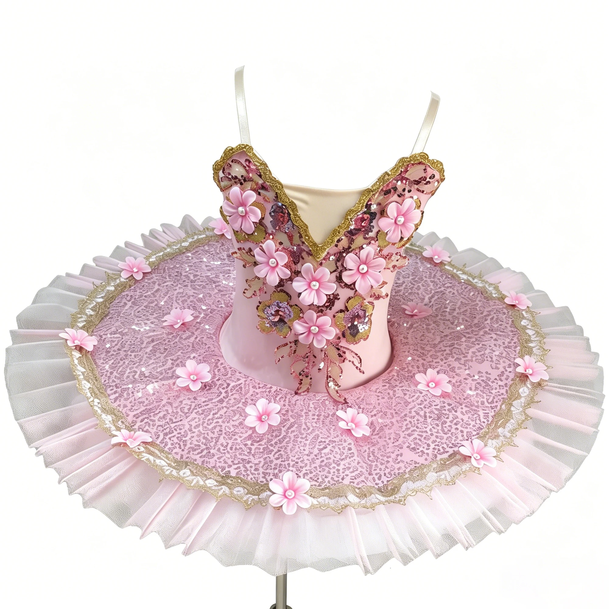 

Professional Classical Tutu Ballet Dress Flower Sequins Pearl Gauze Splice Ballerina Party Dress Children Girl Dance Costumes