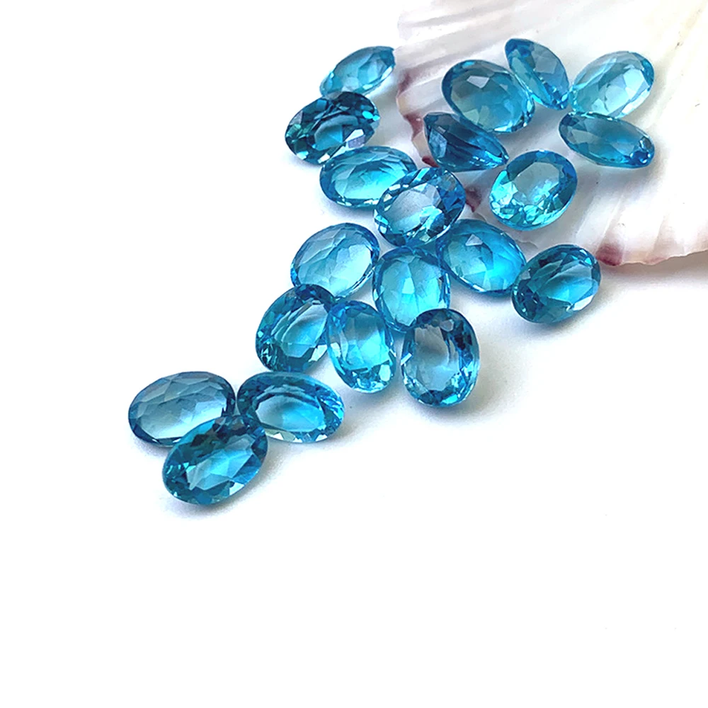 

20pcs A Lot Facted Oval 4x5mm Eye Clean Semi-precious Stone Natural Swiss Blue Topaz Loose Gemstone For Jewelry Making