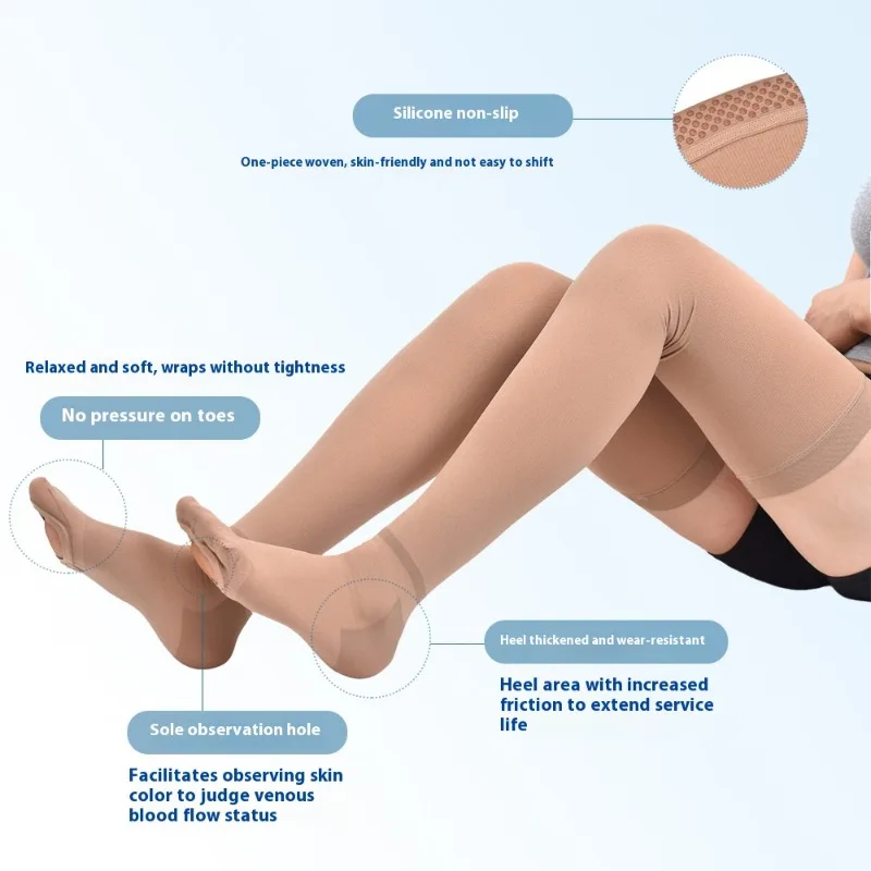 Compression Stockings Knee High Nurses Pregnant Women Anti Embolem Support Stockings Breathable Non Slip Blood Circulation Socks