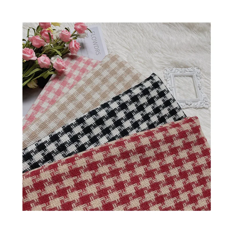 Breathable Plaid Pattern Tweed Fabric Plain By The Meter for Dresses Clothing Sewing Fashion Designer Cloth Comfortable Textured