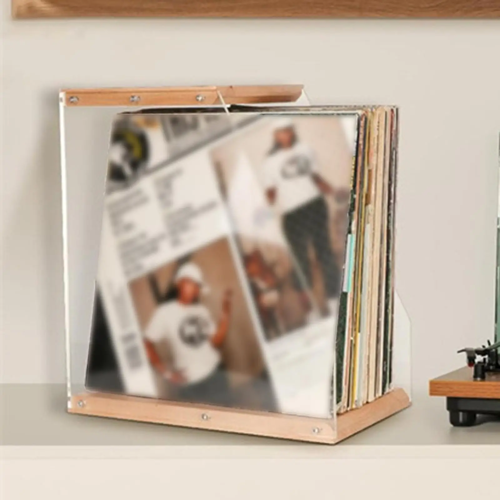 Soporte de almacenamiento de vinilo con más de 40 LP, caja de almacenamiento de libros multiusos, ligera y moderna, para archivos, hogar, sala de estar, amantes de la música