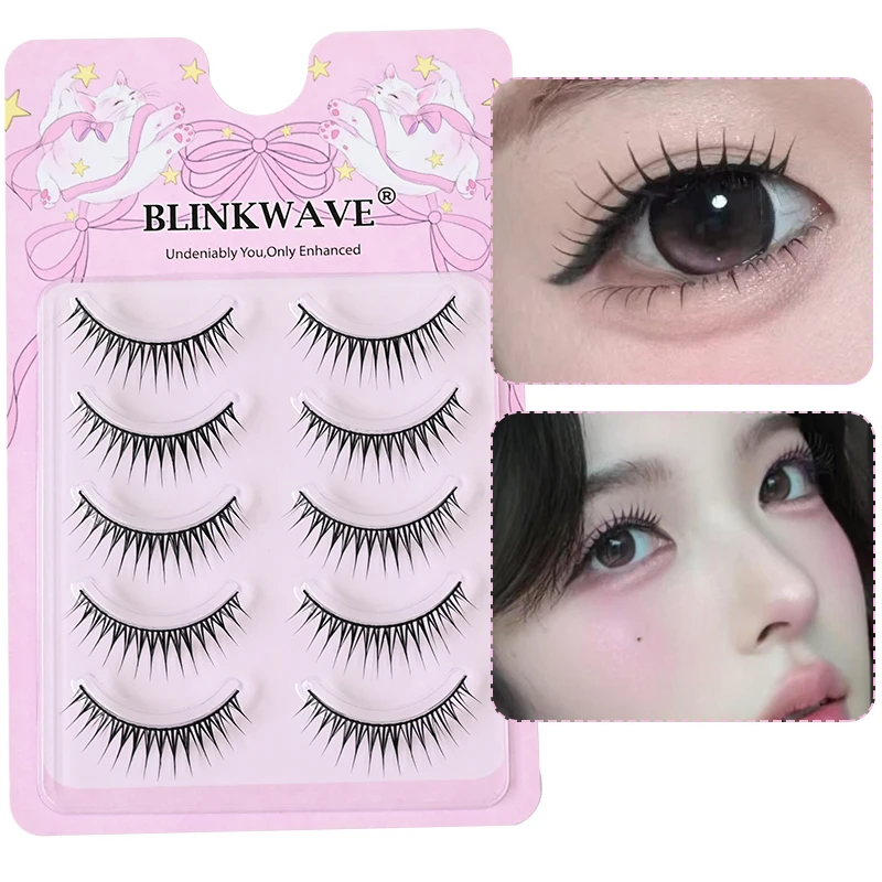 BLINKWAVE Koreanische Girlgroup Wet-Look Wimpern Geschlossenes Fächerdesign Vollstreifen Cartoon Wet Spiky Augenwimpern Künstliche Wimpern