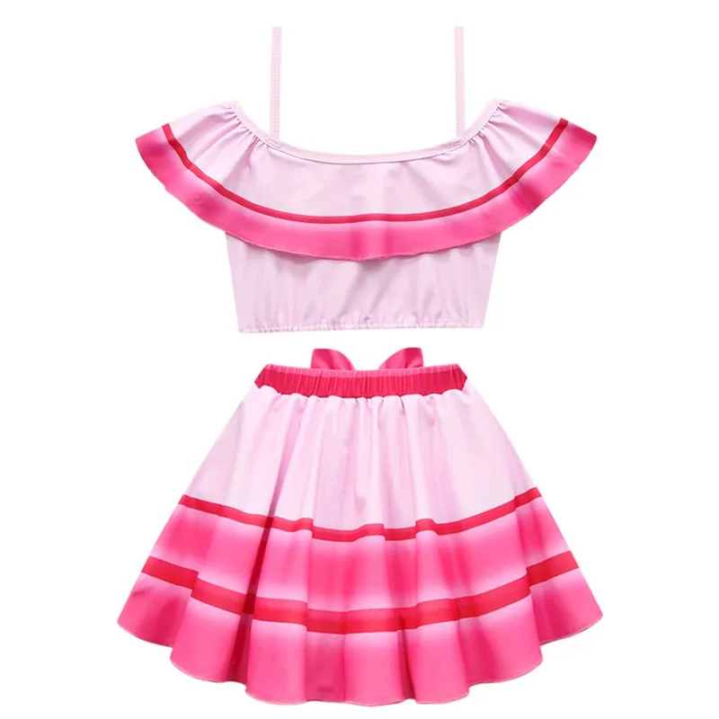2023 Super Bros Summer Girls Anime Swimsuit Princess Peach Swimwear Holiday Party Pink Cute Bikini Kids Tulle Sunscreen Clothing