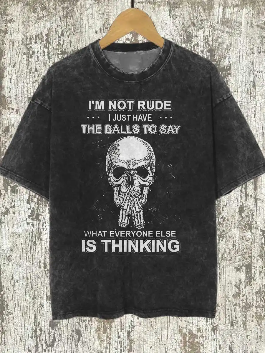 

Rheaclots I'm Not Rude I Just Have The Balls To Say What Everyone Else Is Thinking Printed Round Neck Short Sleeve T-Shirt