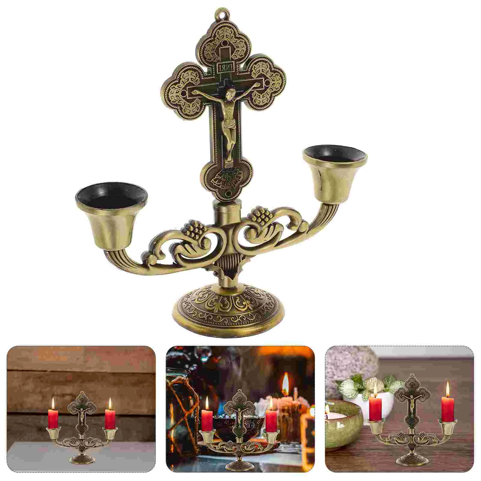 

Decorations Pillar Holders Retro Candles Shabbat Alloy for Table Metal Ornament