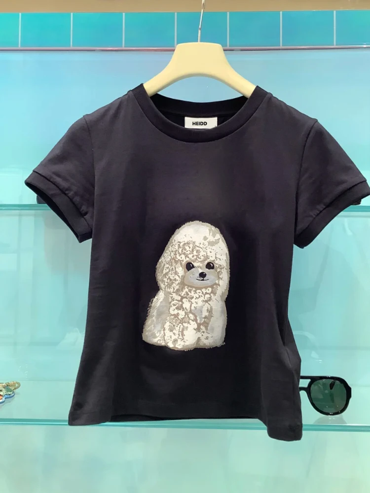 

HEIDD GAN25, весна-лето, новая забавная свободная круглая футболка с мультяшным животным принтом Ne ort Sve, женская повседневная хлопковая футболка