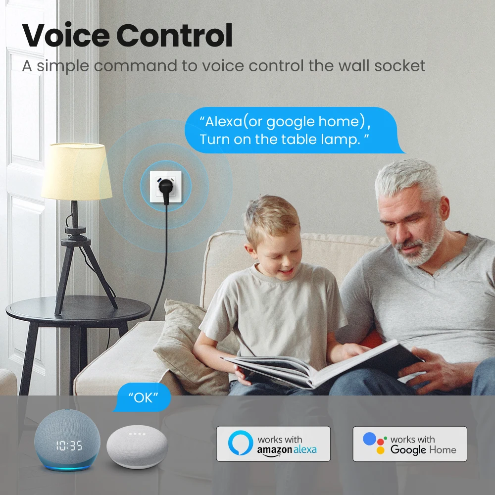 AVATTO EU standaard WiFi-aansluiting, Tuya Smart Power Plug Outlet met USB/Type-C opladen, APP-afstandsbediening, werken voor Alexa Google Home