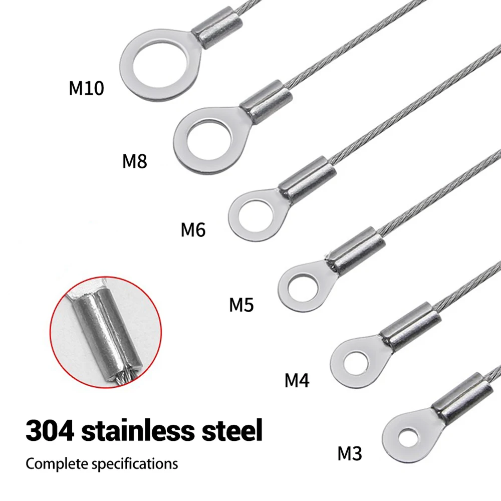 100PCS 304 Stainless Steel OT Terminal Block M3-M10 Screw Fixing Hole Suitable for 1-2mm Steel Wire Rope Connection Accessories