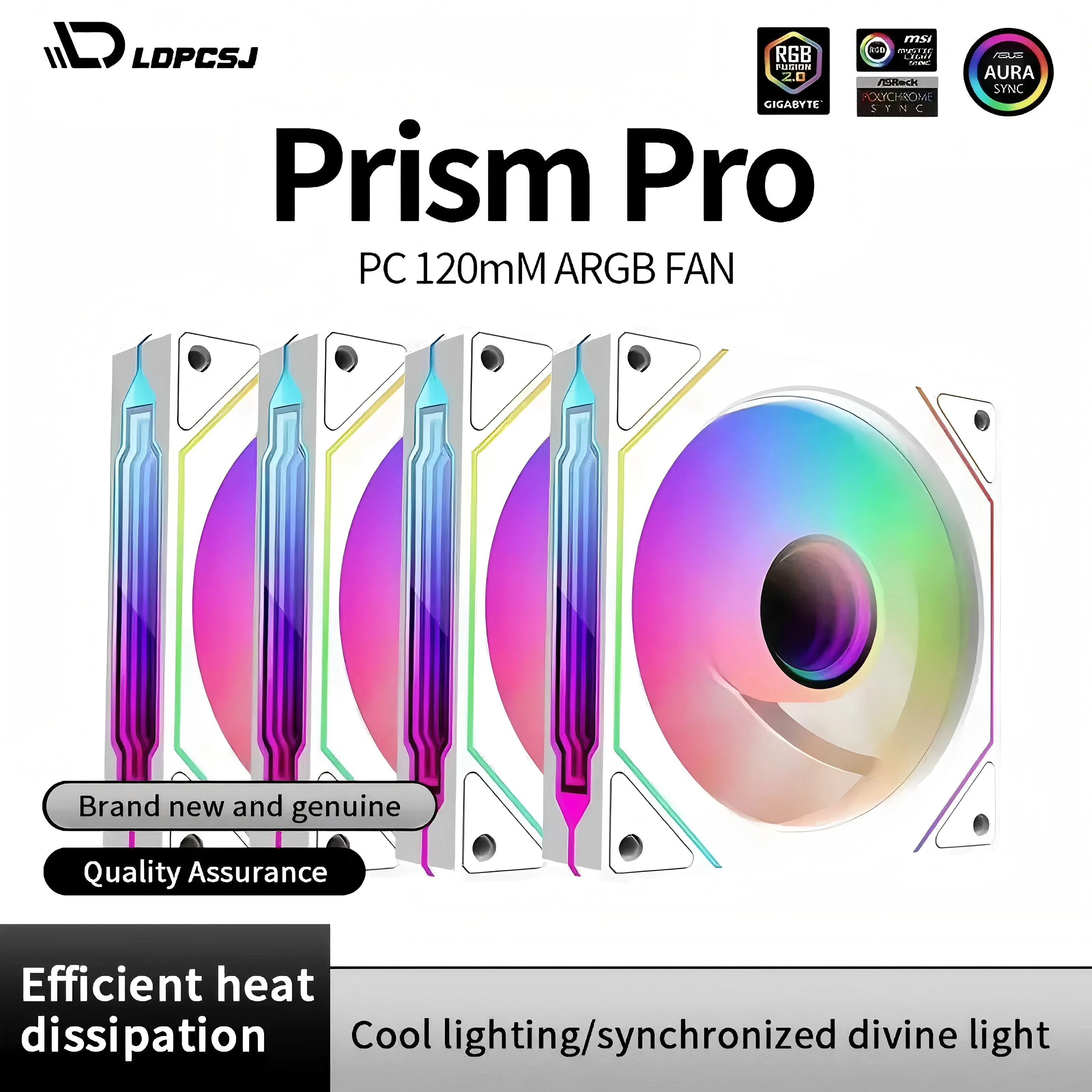 UPSIREN UF-1 PRISM 4 PRO Computer Chassis Fan 12cm ARGB 4 Pin PWM Quiet Cooling Fan 12V Large Air Volume 45.2CFM/600-1500RPM