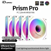 LDPCSJ PRISM 4 PRO Ventilador de chasis de computadora 12 cm ARGB 4 pines PWM Ventilador de enfriamiento silencioso 12 V Gran volumen de aire 45.2 CFM/600-1500 RPM