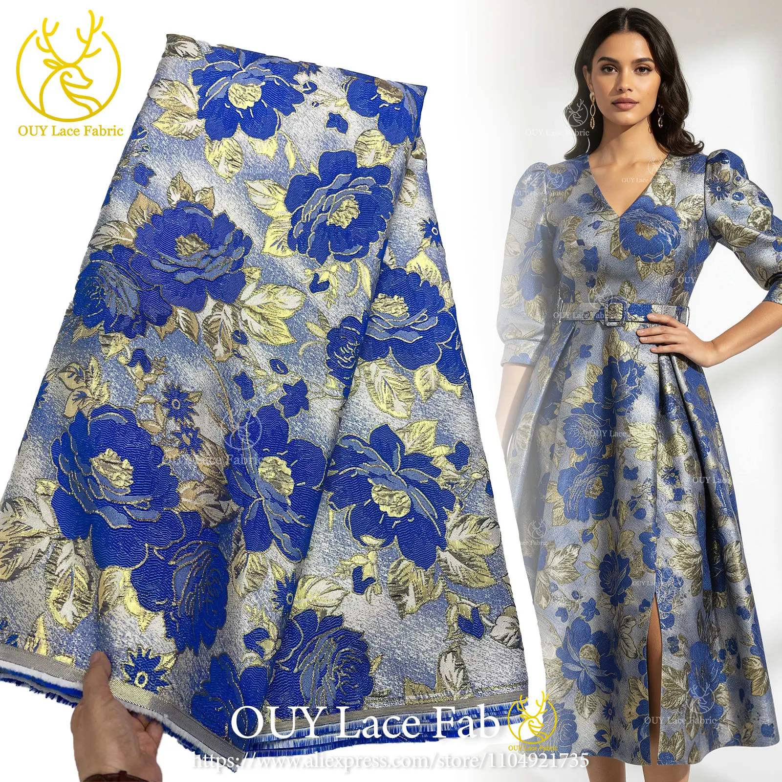 

Wholesale African Jacquard Lace Fabric 2026 High-Quality Nigerian Lace Fabric Women's Party Dress Sewing Material 5 Yards