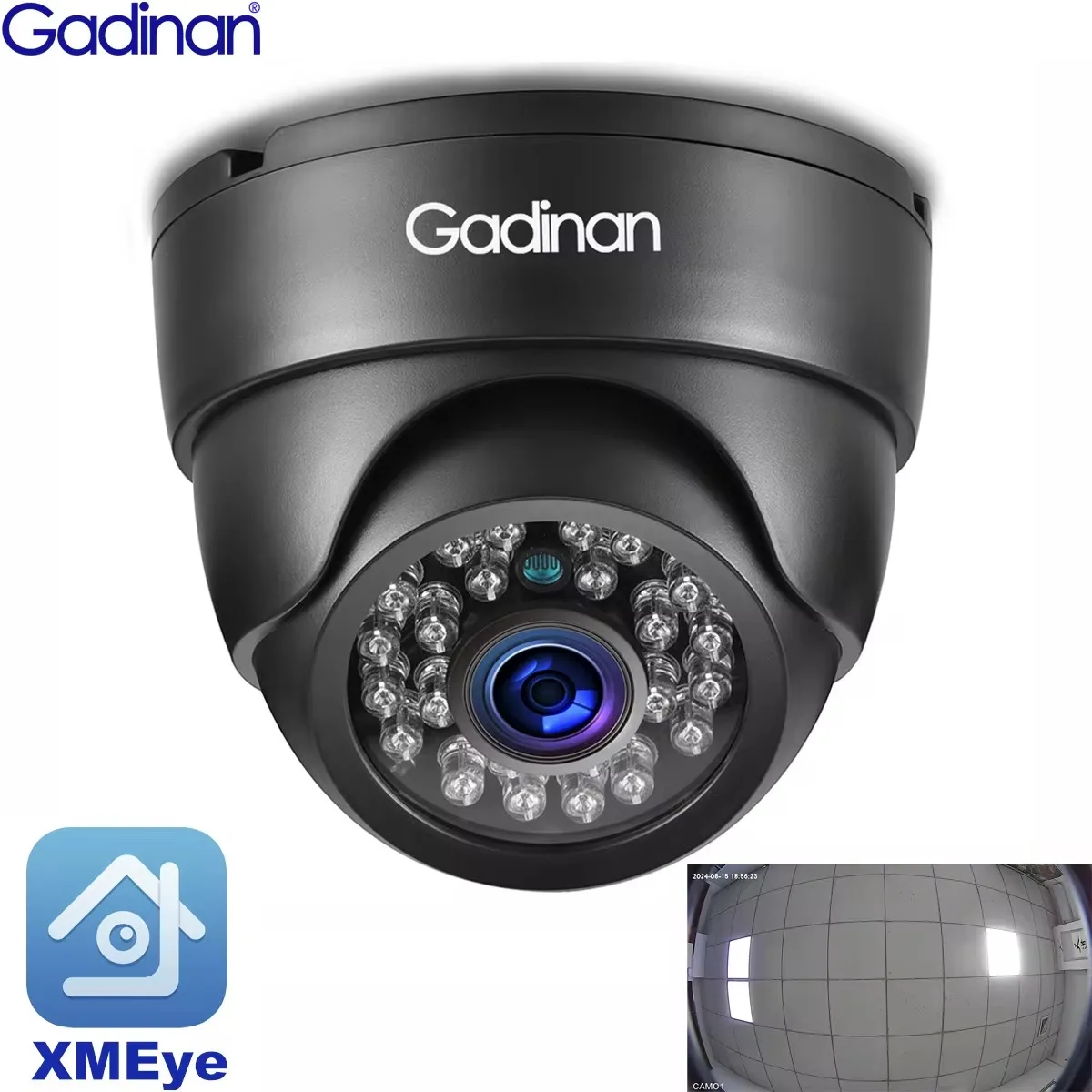 gadinan camera de vigilancia por video audio cctv deteccao de rosto interior lente fisheye panoramica 180 graus 4k ip 8mp 17 mm poe 01